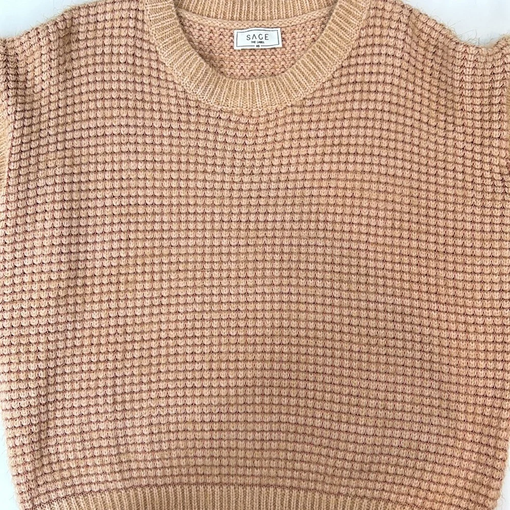 Sage The Label Fuzzy Sweater Peach Blush Beige Tan Size XS Extra Small